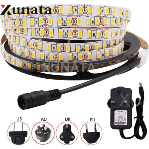DC12V 120Leds/m 5630 5730 Flexible Tape Ribbon Led Strip Light White/Warm White Led String Lamp Lights With EU/US/UK Plug
