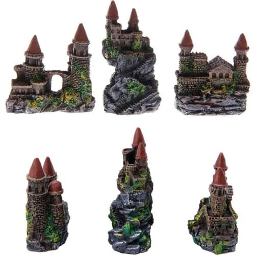 1Pc Aquatic Pet Supplies Polyresin Tower Castle Polyresin Fish Tank Aquarium Ornament Rockery Accessories Ornament Decor