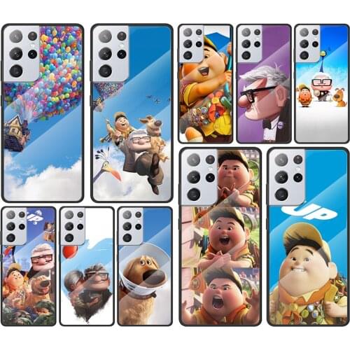 Up Disney movie for Samsung Galaxy S21 Ultra Plus A72 A52 4G 5G M51 M31 M21 Luxury Tempered Glass Phone Case Cover