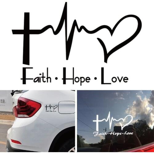 Faith Hope Love Vinyl Car Sticker Cartoon Jesus Christian Religiou Bible Symbol