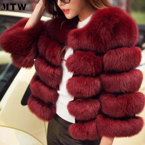 Women Thick Warm Faux Fox Fur Jacket Winter Slim Faux Fox Fur Coat 2020 Casual Long Sleeve Solid Outerwear Tops Plus Size