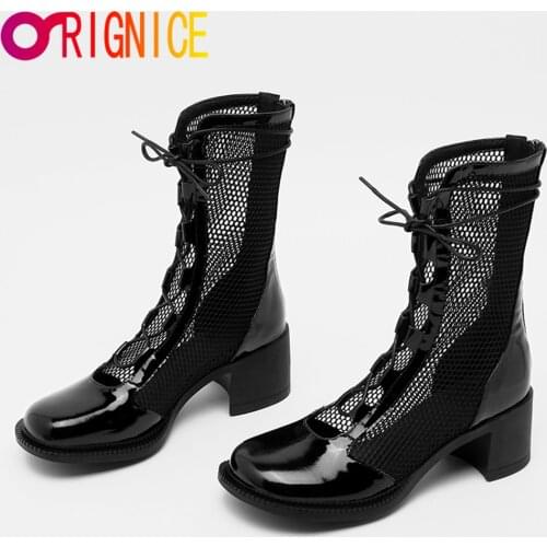 Orignice 2021 Spring Summer New Women Cool Ankle Boots Mesh Sandals Fashion Round Toe Hollow Back Zipper Casual Wild Footwear