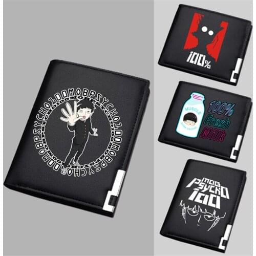 Mob Psycho 100 Cartoon Long Purse PU Leahter Short Wallet Unisex ID Card Holder Women Money Bag Anime Billetera Mujer Clutch