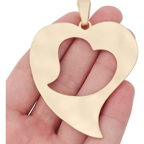 1 x Matte Gold Large Heart Charms Pendants for Necklace Jewelry Making Accessories 79x59mm