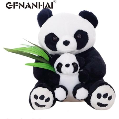 1pc 25cm kawaii Sitting Mother and Baby Panda plush toy stuffed soft cute animal dolls cartoon pillow for kids birthday gift