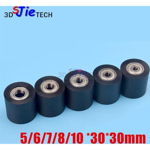 1pcs OD 30mm , Package rubber bearing, PU double 626 bearing, rubber wheel, wrapped rubber roller, polyurethane, driven pulley