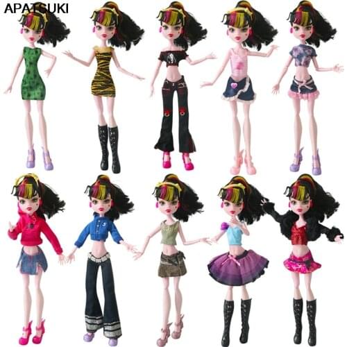 10pcs/lot Colorful Fashion Doll Clothes For Monster High Outfits For Monster Doll Accessories Kid Toy Best Gifts for Girls