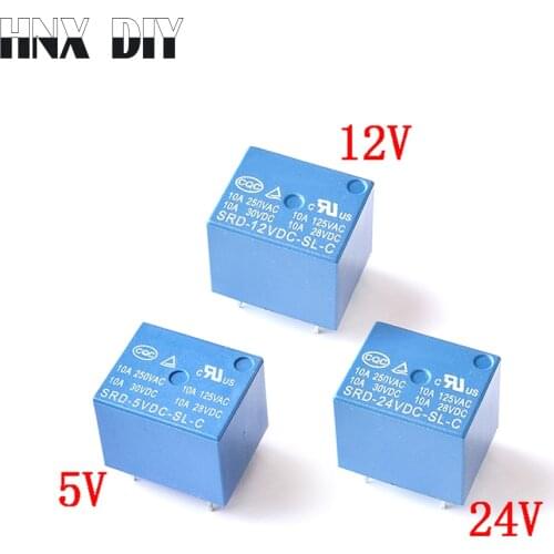 10 PCS Mini 5 Pins SRD-05VDC-SL-C SRD-12VDC-SL-C SRD-24VDC-SL-C Relais Rele Relay 10A 5V 12V 24V DC