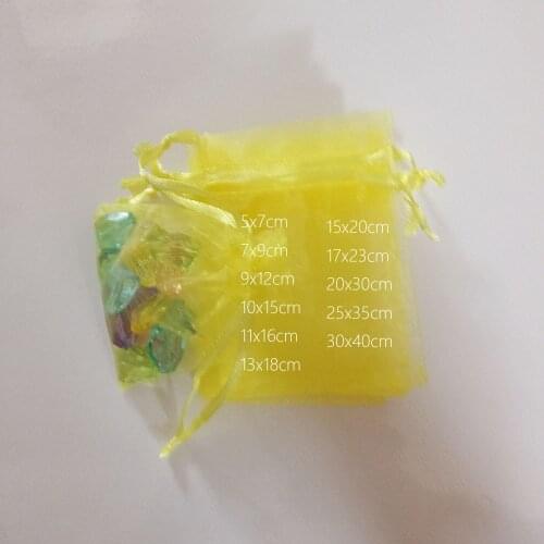 1000pcs Yellow Gift Bags For Jewelry Bags And Packaging Organza Bag Drawstring Bag Wedding/Woman Travel Storage Display Pouches