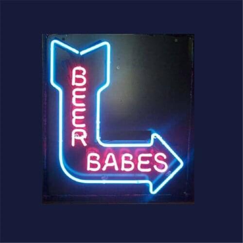 17*14" BEER BABES NEON SIGN Signboard REAL GLASS BEER BAR PUB Billiards display Restaurant Shop christmas Light Signs