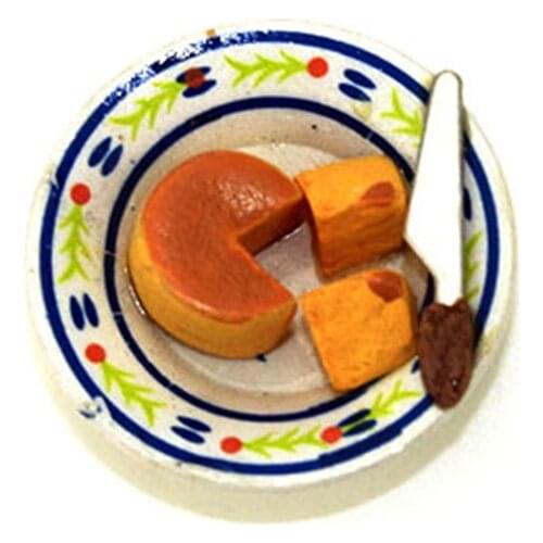 2Pcs/Set 1/12 Scale Miniature Dollhouse Cheese Cake Set For Dollhouse Decor Toys For Children Toy Pretend Food Miniature