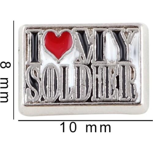 20Pcs/Lot I Love My Soldier Alloy Floating Charms Hand-made DIY for Glass Lockets