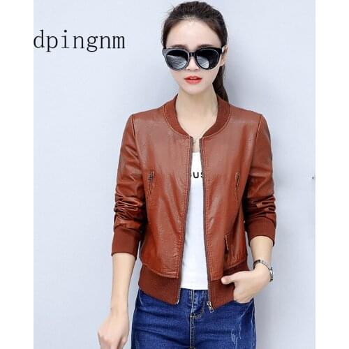 2018 Lika S-3XL New Spring Fashion Bright Colors Good Quality Ladies Basic Street Women Short PU Leather Jacket FREE Accessories