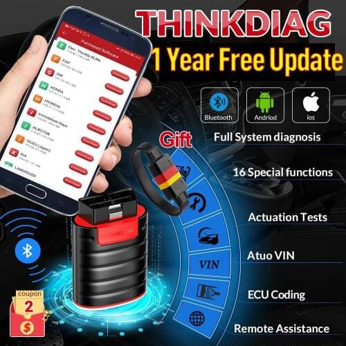 5pcs/lot Thinkdiag OBD2 full system Diagnostic Tool Power than X431 easydiag has 3 free software 15 reset services pk AP200