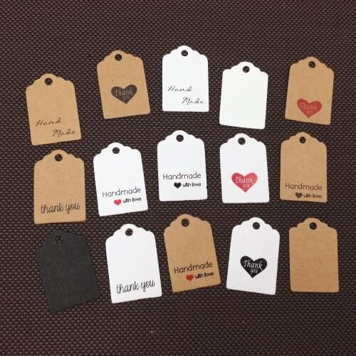 500Pcs/Lot 3x2cm Handmade With Love Small Cute Kraft Gift Packaging Hang Tag Wedding Birthday Party Candy Boxes Price Tags