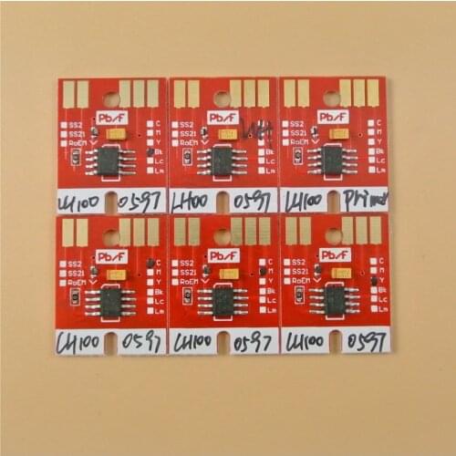 6 pieces mimaki LH-100 chips for Mimaki UJF3042 permanent chips LH100 spc 0597 BK C M Y WH PR auto reset chips