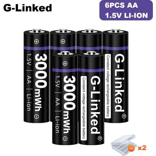 6PCS High Capacity 3000mWh Rechargeable Battery 1.5V AA Rechargeable Lithium Li-ion Batteries