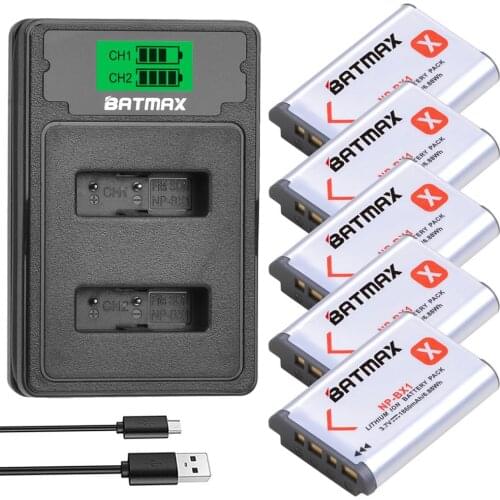 Batmax NP-BX1 NPBX1 battery+NEW LCD Dual Charger with USB Cable For Sony FDR-X3000R RX100 AS100V AS300 HX400 HX60 AS50 WX350
