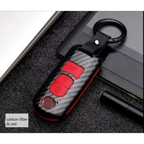 Car ABS Carbon Fiber Key Cover Case Holder For Mazda 2 3 5 6 8 Atenza CX5 CX-7 CX-9 MX-5 RX Remout Smart 3 Buttons Key Shell