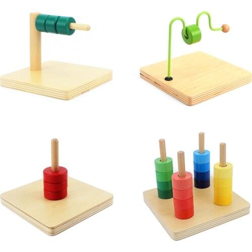 Kids Toy Wooden Montessori Material Sensory Preschool Teaching Learning Discs on Horizontal Dowel Education Wooden Toys Toddlers