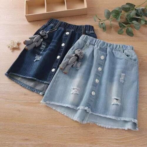 Childrens Denim Skirt Korean Baby Girl Cowboy Skirts 2021 Spring and Summer New Fashion Girls Denim Skirts Baby Clothes 5-10Y
