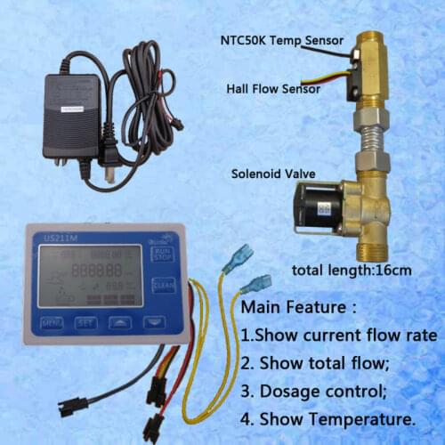US211M-TLT Dosage Machine Quantitative Controller Water Flow Meter Sensor Reader with USN-HS21TLT 1-30L/min 24V Displayer