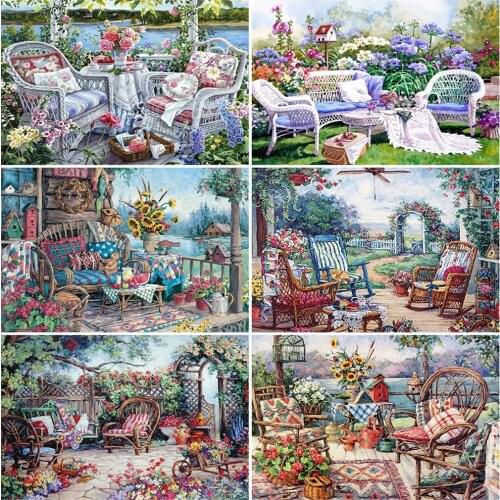 EverShine 5D Full Square Diamond Painting Garden Mosaic Diamond Embroidery Landscape Picture Rhinestone Cross Stitch Child Gift