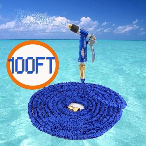 100FT Copper Spray Gun Expandable Magic Flexible Garden Hose Pipe ,Garden Watering, Car Windows Floor Cleaning Tool Appliance
