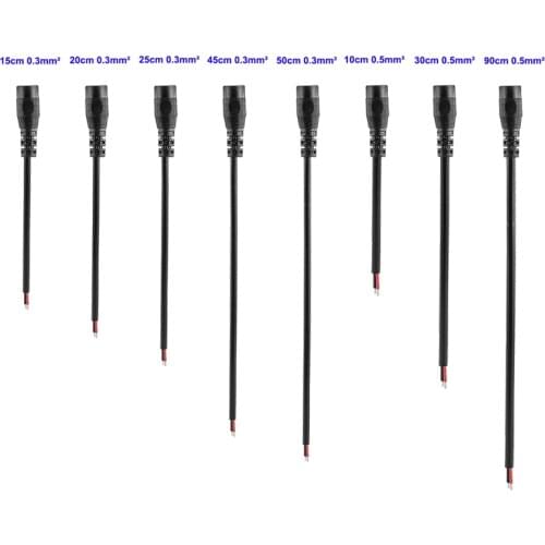 LED Strip DC Power Pigtail Cable 5V 12V Female 5.5x2.1mm Jack Plug Adapter Connector For Power Supply LED Driver 5050 LED Module