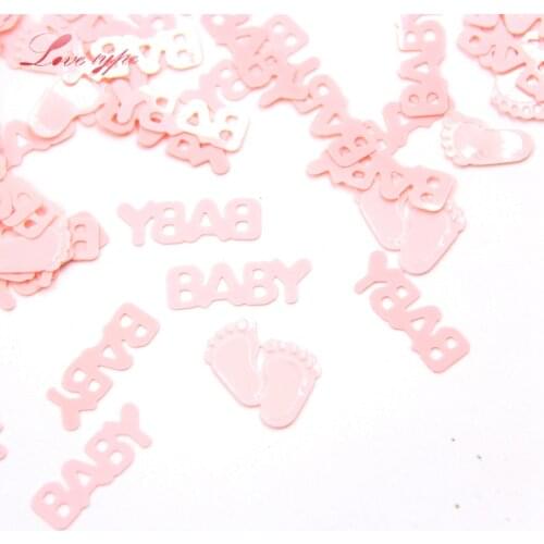 15g/bag Pink&Blue Confetti Mini Cute Baby with Feet Confetti for DIY Kids Birthday Party Decoration Baby Shower Supplies