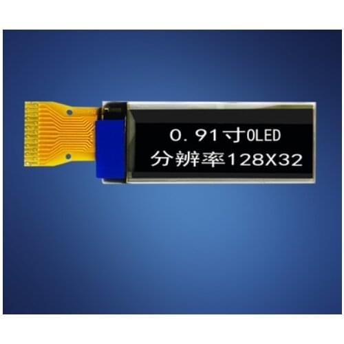 2pcs 0.91" OLED display module 128x32 pixels white /blue 14pin I2C IIC interface SSD1306 driver UG-2832HSWEG02 0.91 OLED Display