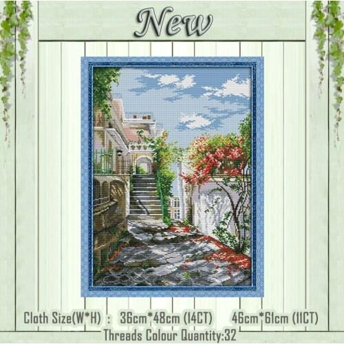 Garden Villa scenery decor painting Cross Stitch DMC chinese 14CT 11CT Counted printed on canvas Embroidery sets Needlework kits