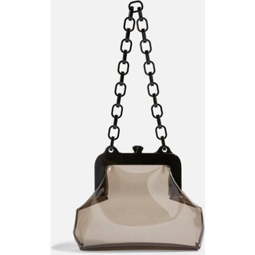 NEW transparent bag clear pvc plastic bucket bag Acrylic chains vintage party Clutch women summer shoulder handbag luxury brand