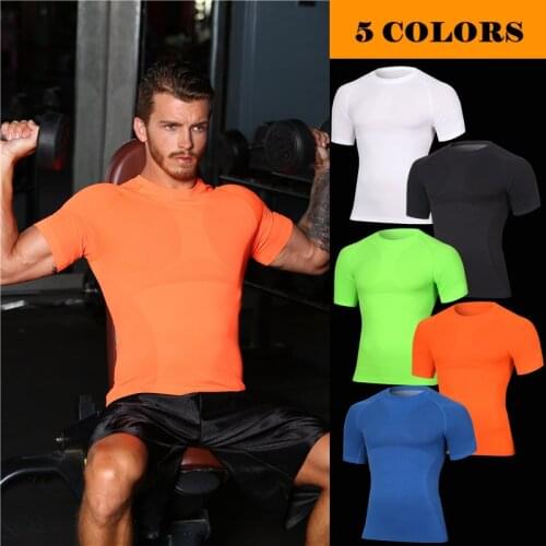 New 2021 Men short sleeve shape light clothing pressure compression GYM O-neck comfort breathable quick-drying clothes