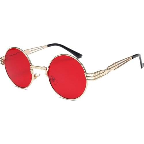 Vintage Retro Gothic Steampunk Mirror Sunglasses Gold and Black Sun Glasses Vintage Round Circle Men UV gafas de sol