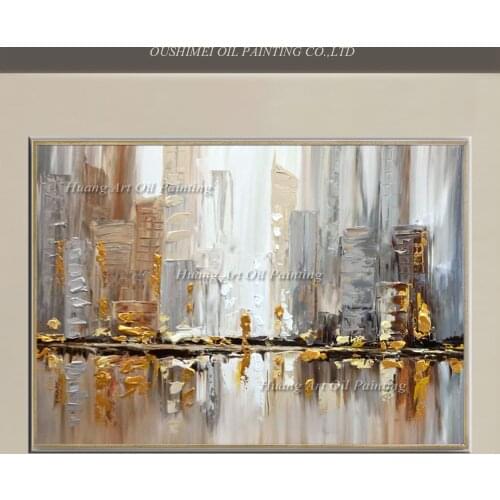 Original Hand Painted Modern Knife Building Scenery Oil Painting Wall Decor Street Landscape For Room Decor Painting On Canvas