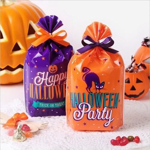 50pcs Halloween Candy Bags Cute Gift Bag Trick or Treat Kids Gift Pumpkin Bat Candy Boxes Halloween Party Decoration Supplies