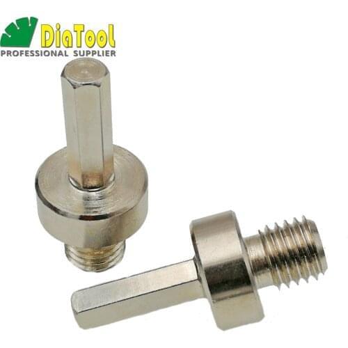 DIATOOL 2pcs Connection Converter Adapter M14 male thread to 3/8" hexagon shank for M14 drill core bits grinding disc