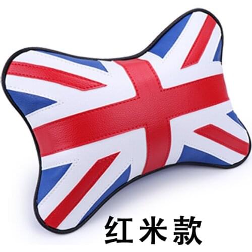Car Neck Pillow Pu Leather head support protector union jack Flag backrest cervical spine cushion easy install and clean