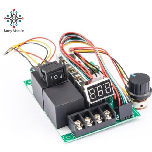 10-55V 12V 24V 36V 60A PWM DC Motor Speed Controller Forward Reverse Adjustable Knob Switch Control Driver Digital Display