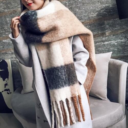 Luxury Brand Cashmere Women Plaid Scarf Winter Warm Shawl Wrap Pashmina Long Tassel Female Foulard Thick Blanket Scarves Pareo