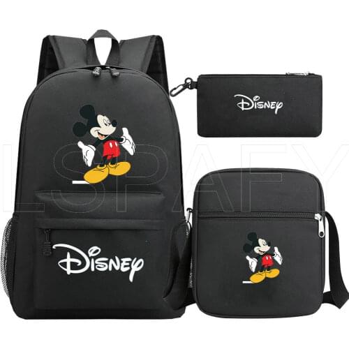Hot Students Mickey Backpack 3pcs/set Kids Knapsack Teens Mickey Mouse Rucksack Girls Boys Cat Schoolbag Back to School Gift