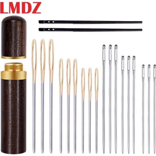 LMDZ 21pcs Leather Crafts Needles Big Eye Manual For Embroidery Stitching Sewing Fabric Cross Stitch Knitting Needles