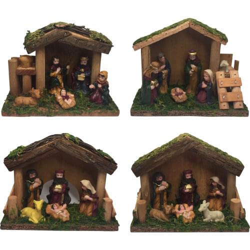 Nativity Scene Baby Jesus Christmas Crib Figurine Classics Beautiful Miniatures Resin Ornament Church Christmas Gift Home Decor