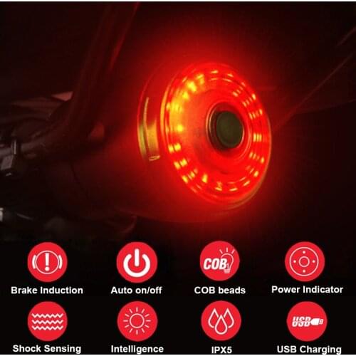 Smart Induction Bicycle Rear Light MTB Road Brake Light Signal USB Chargeable Cycling Latern Waterproof Flash Taillight For Bike