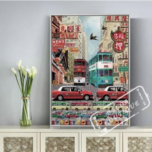 Vintage Chinese Hong Kong Sreet Tourism Travel Retro Poster Canvas Painting DIY Wall Paper Posters Home Decor Gift