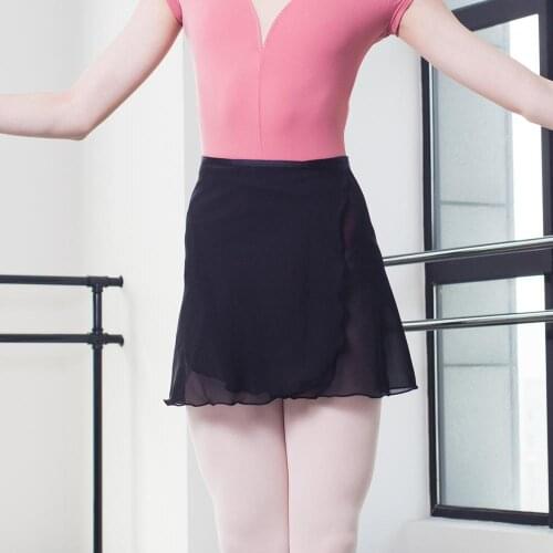 Adult Chiffon Ballet Dance Tutu Skirt Women Girl Gymnastics Training Pull-On Wrap Skirt with Waist Tie for Ballet Latin Practice