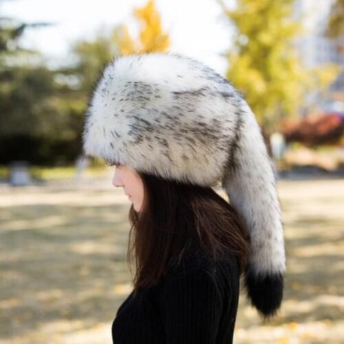 Woman Autumn Plus Size Thick Imitation Fox Fur Bombers Hats Male Winter Warm Skullies Caps Unisex Fur Protection Ear Hat Men Cap
