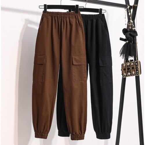 Black Elastic Waist Plus Large Size Oversize Korean Vintage Clothes WomenS High Waist Trousers Fashion Pants For Girls 2021