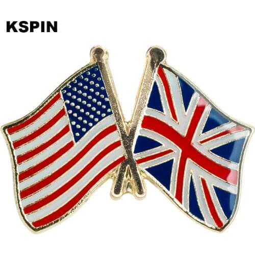 U.S.A & United Kingdom Friendship Flag Badge Metal Lapel Pin Badges Pins XY0291